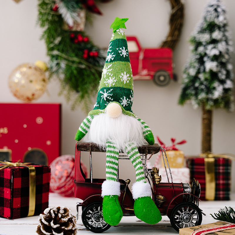 Wholesale Christmas Decorations Faceless Doll Forest Old Man Snowflake Knitted Hat with Light